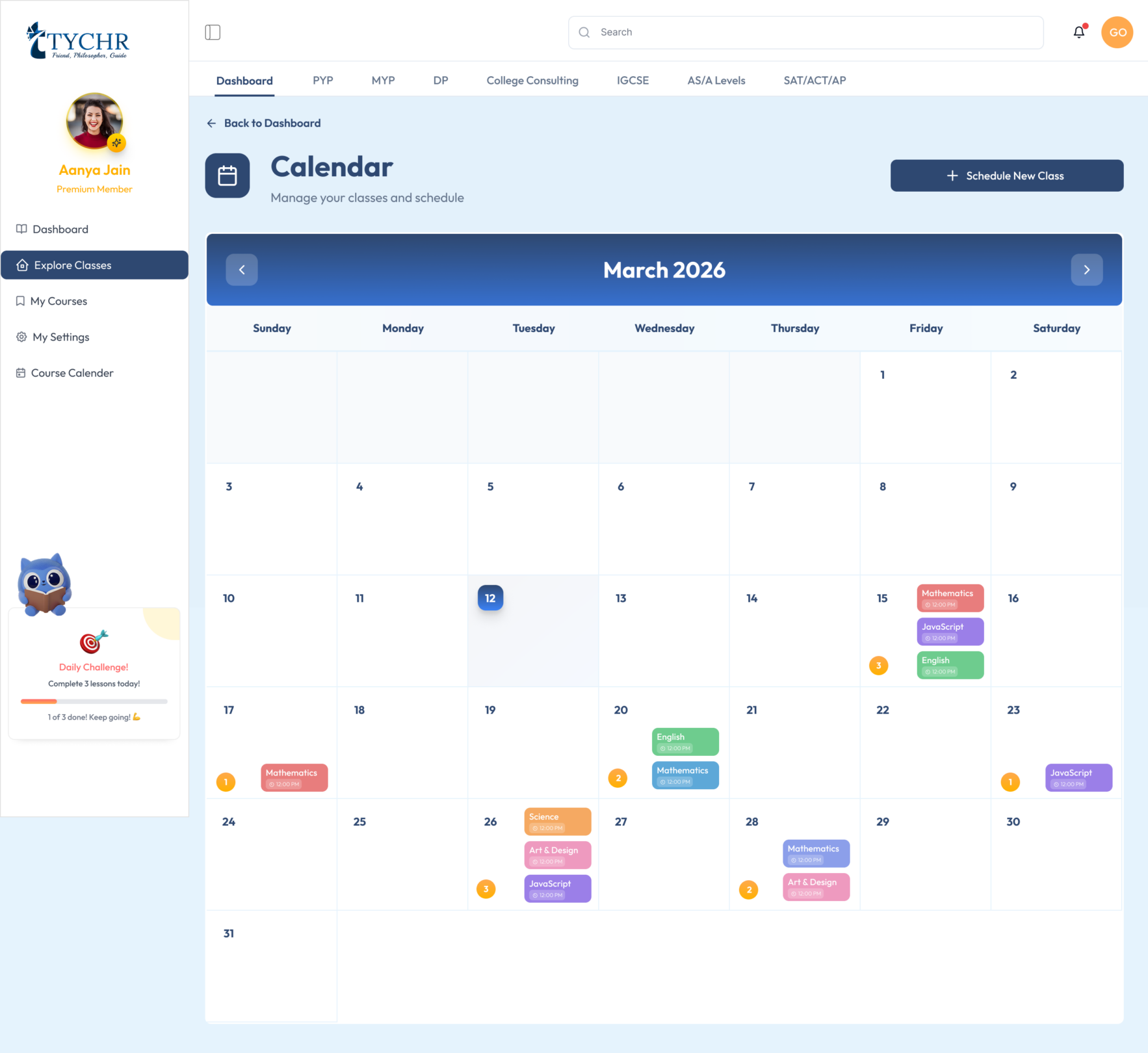 Schedule session