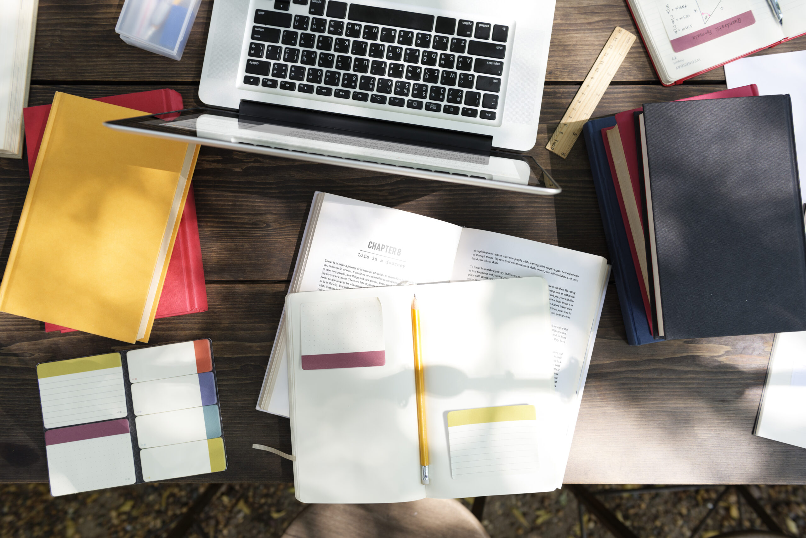 Workspace with study resources